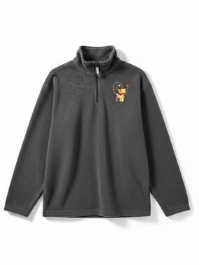 Disney Pooh & Piglet Gray Fleece Quarter Zip Size Medium
